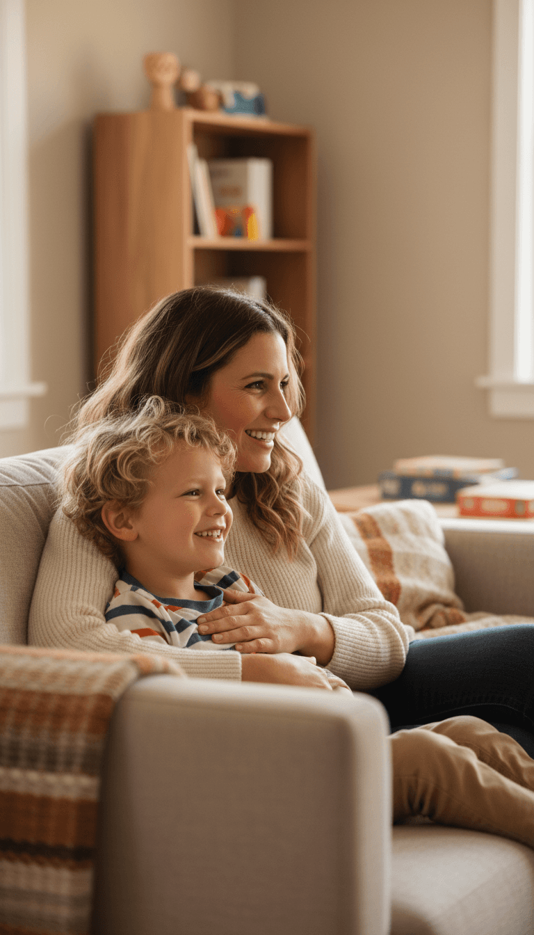 Parent and child sharing a relaxed moment at home